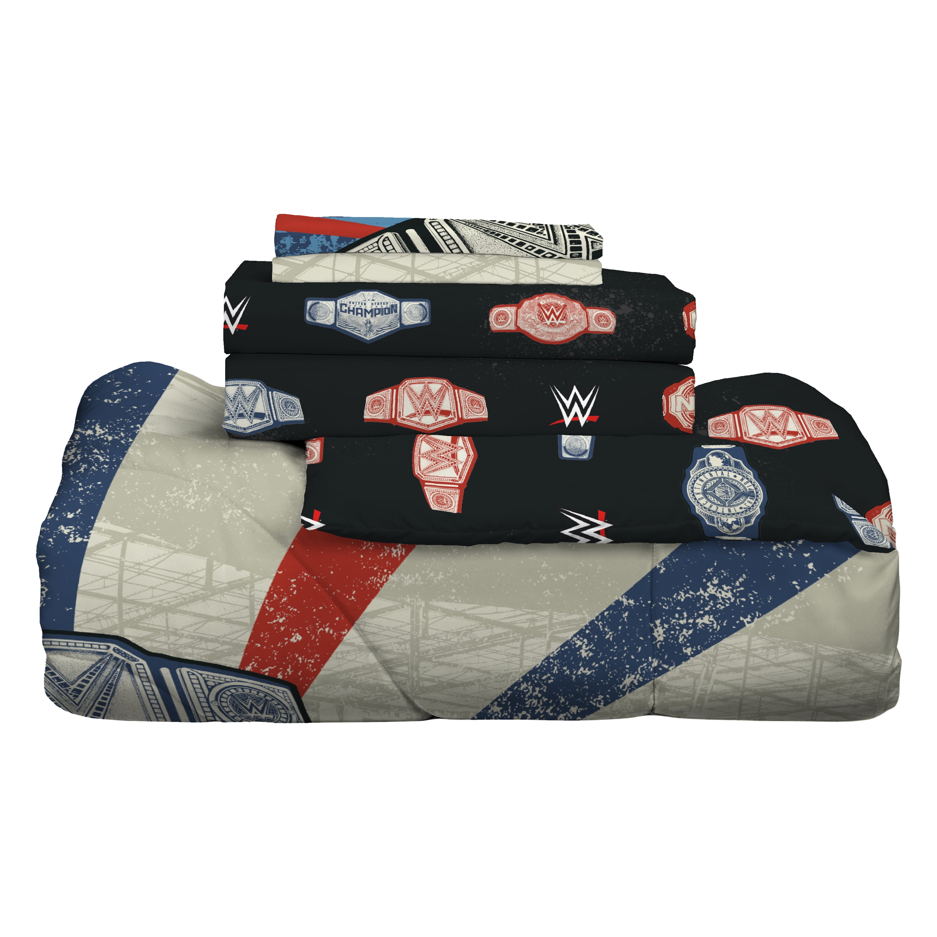 WWE Kids Full Bed in a Bag, 5Pc Bedding Set, Comforter and Sheets