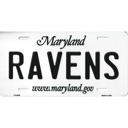 Baltimore Ravens License Plate - Ravens Maryland State Background Novelty Metal License Plate Tag (Ravens)