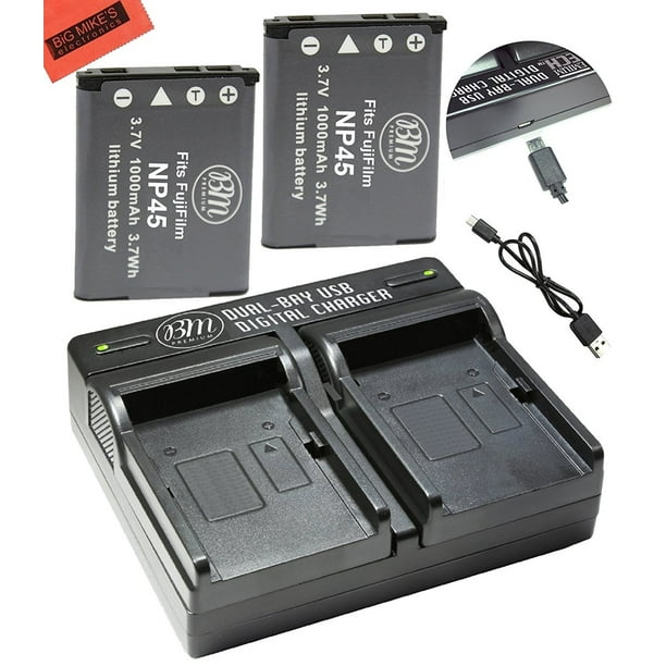 BM Premium 2Pack of NP45 Batteries and Dual Battery Charger for