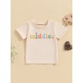 thumbnail image 2 of Suealasg Little Boys Summer Casual Tops Short Sleeve Crewneck Colorful Letter Print Loose Fit T-shirt 1T 2T 3T 4T 5T 6T 7T 8T Kids Child Boys Tee, 2 of 7