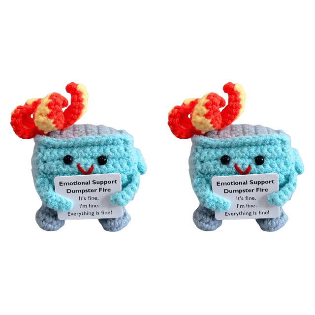 Lindo Crochet Contenedor Basura Fuego Apoyo Emocional Regalos Divertidos () Azul
