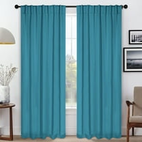 BNM Solid Blackout Back Tab Curtains, Set of 2, 52" x 84", Aqua