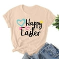thumbnail image 2 of REORIAFEE Happy Easter Day Short Sleeve Shirts for Women Plus Size Letter Graphic Blouses Tops Crewneck Tee Shirt Slim Fit Pullover Spring Vigour Tops Tee Festival Holiday, 2 of 3