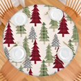 thumbnail image 2 of Multicolor Christmas Tree Pattern Round Fitted Tablecloth with Elastic Edge,Dining Table Cover Waterproof,Outdoor Round Tablecloth for Camping,Dining,Indoor and Outdoor, 2 of 7