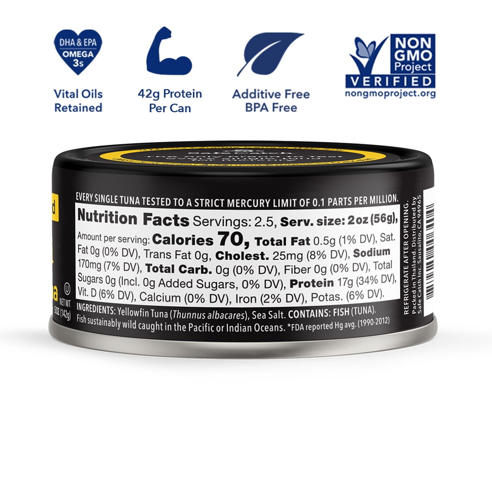 Safe Catch Ahi Wild Yellowfin Tuna, 6 Pack, 5 oz Cans – Non-GMO, 42g Protein Canned Tuna