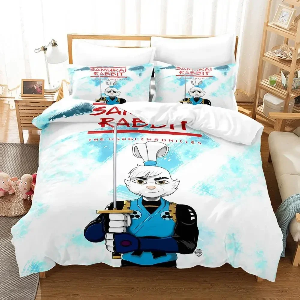 Bed SheetsAnime Samurai Rabbit Bedding Set Boys Girls Twin Size