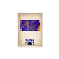 Trademark Fine Art "Kansas Watercolor Map" Canvas Art by Naxart