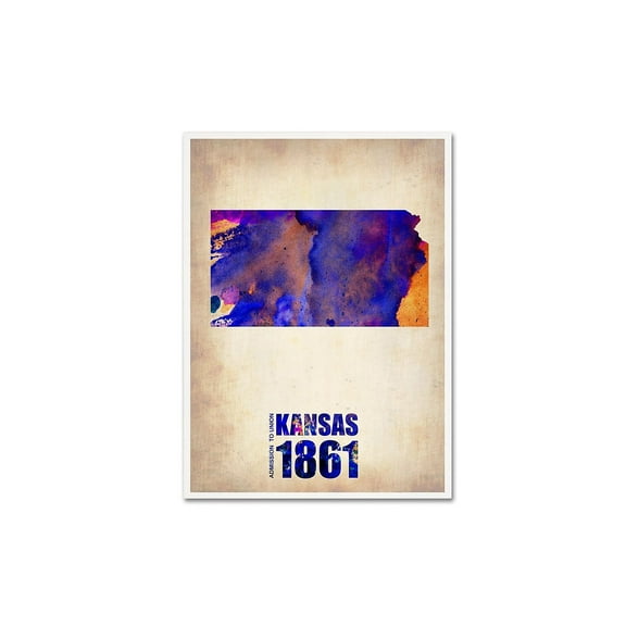 Trademark Fine Art "Kansas Watercolor Map" Canvas Art by Naxart