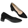 thumbnail image 5 of PENNYSUE Women's Pointed Toe Pumps 2 Inch Chunky Block Low Heels Black Suede Dressy Shoes Slip On Pump Size 8M, 5 of 6