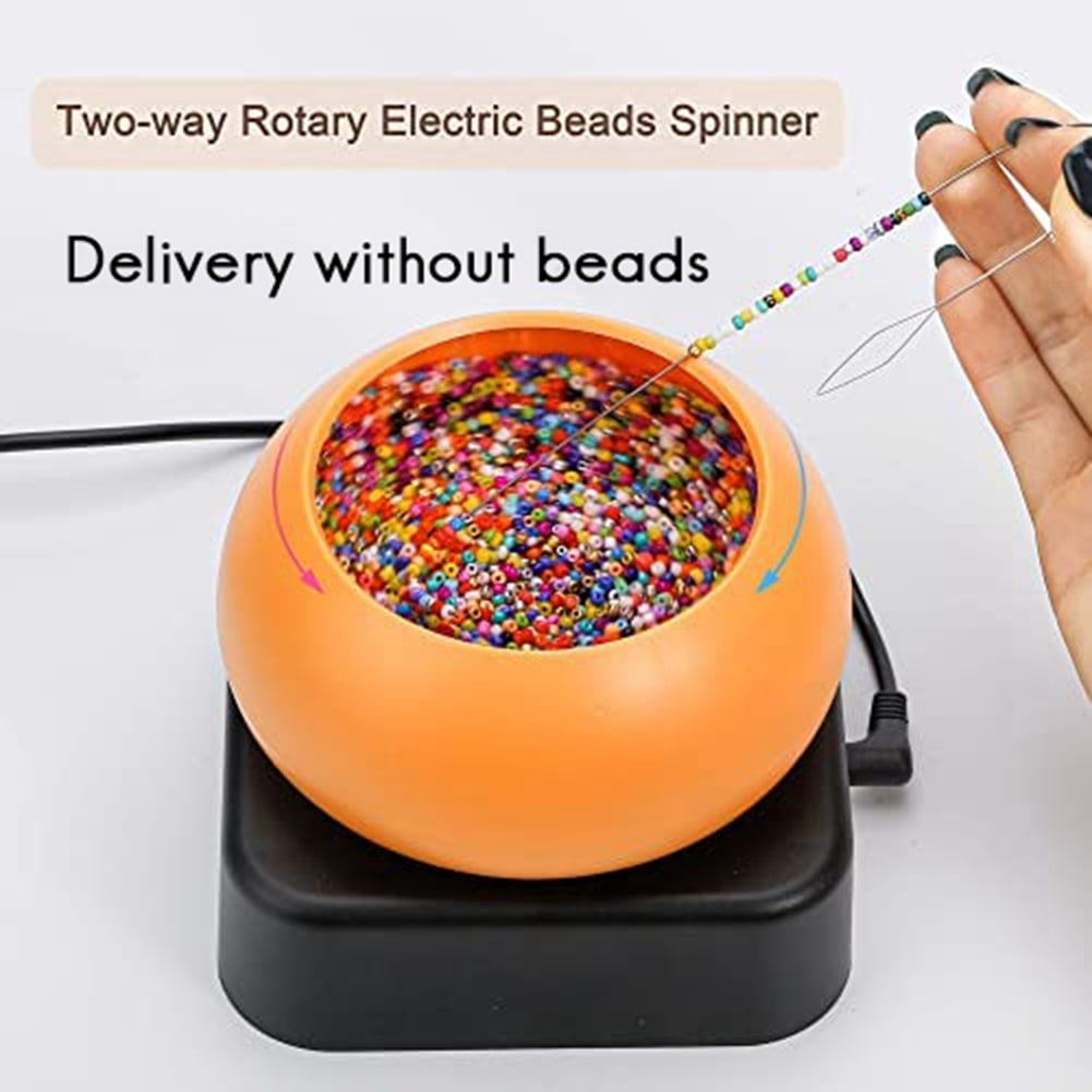 Electric Beading Spinner, Adjustable Speed Bead Loader, Bead Loader Bowl with Electric Base, Needles for DIY Jewelry