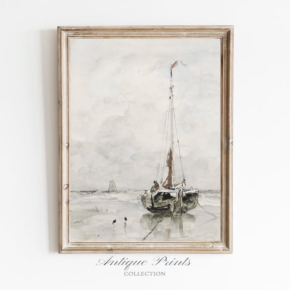 Sailing Vintage, Moody Nautical Antique Wall Art, Vintage Seascape Poster, Sailboat Wall Art,, Unframed Poster Size 12x18