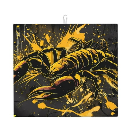

Goofa Dish Drying Mat Super Absorbent Drying Mat Large Dish Drying Mats for Kitchen Counter Easy Clean Dish Mat Kitchen Drying Mat 16 x 18 ( Urban Graffiti Scorpion Illustration )