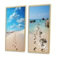 thumbnail image 3 of Designart "Footprints In Beach Photo III" Coastal Beach Framed Wall Art Set Of 2 - Beige Beach Framed Canvas Set For Living Room Decor, 3 of 7