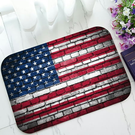 Phfzk American Flag Doormat Brick Wall With Flag Of United States