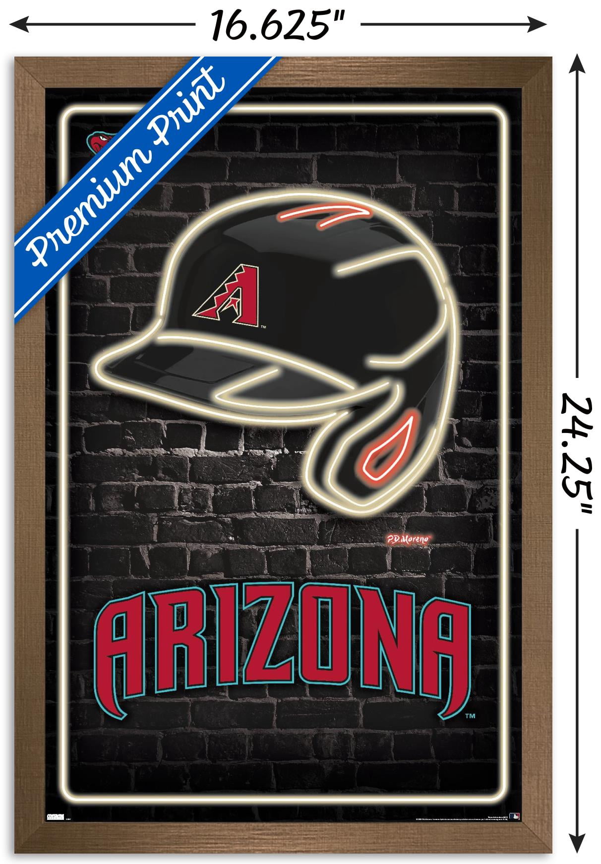 MLB Arizona Diamondbacks - Neon Helmet 23 Wall Poster, 14.725" x 22.375" Framed