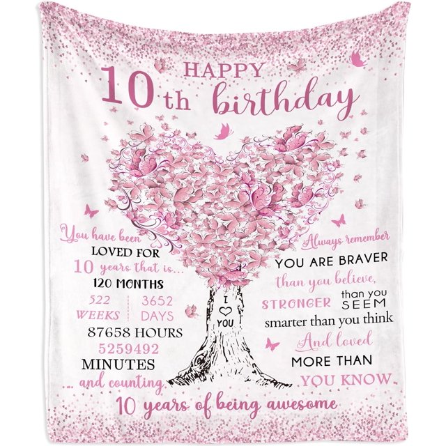 LHSHID 10 Year Old Girl Birthday Gifts Blanket10 Year Old Girl Gifts Birthday Gift for 10 Year Old Girl 10th Birthday Gifts for Girls Double Digits Gift Ideas 30"x40"