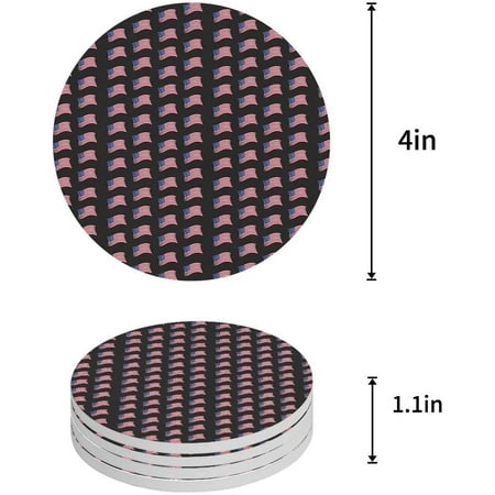

KXMDXA American Flag Set of 4 Round Coaster for Drinks Absorbent Ceramic Stone Coasters Cup Mat with Cork Base for Home Kitchen Room Coffee Table Bar Decor