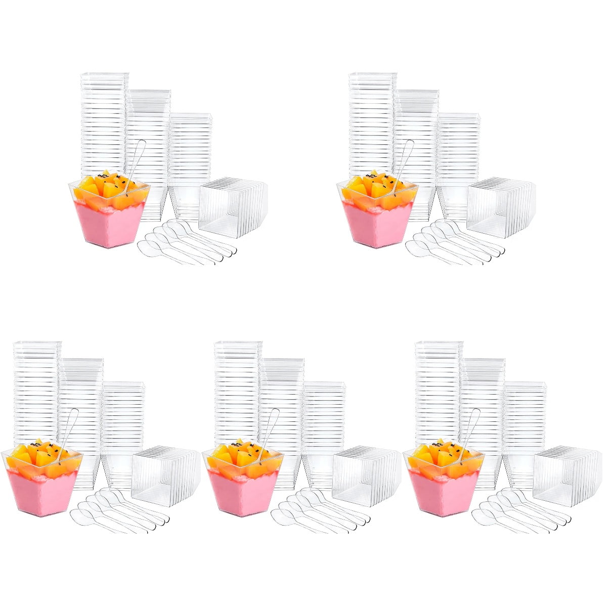 HOMEMAXS 125 Sets of Disposable Pudding Cups Ice Cream Plastic Cups Party Dessert Cups for Home