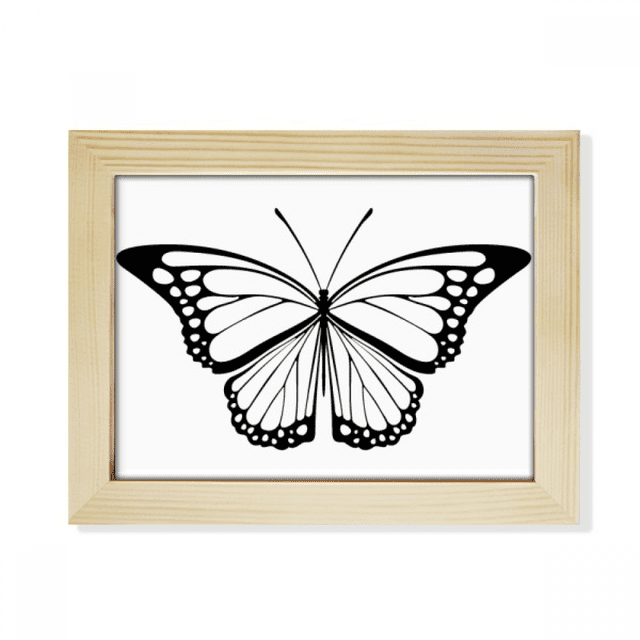 Simple mariposa negra modelo Escritorio de madera Arte Pintura 6x8 pulgadas marco de foto foto