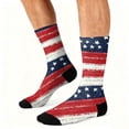 thumbnail image 5 of 4th of July 250th Anniversary Patriotic Socks for Women, Independence Day USA Flag Theme Crew Socks, Red White Blue Color Blocked Striped Middle Socks for Adult (1 Pair, 1776-2026), 5 of 6