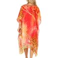 thumbnail image 2 of Sakkas Miui Ligthweight Rhinestone V Neck Printed Short Caftan Dress / Cover Up - Sunset Orange / Multi - One Size, 2 of 5
