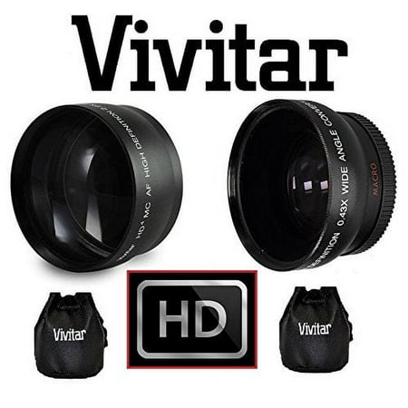2-Pc Lens Kit Hi Def Telephoto & Wide Angle Lens Set For Nikon J1 V1 J3 V2 J2 S1 (40.5mm Compatible)