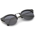 thumbnail image 4 of sunglassLA Unisex Semi-Rimless Metal Nose Bridge Trim Neutral-Colored Lens Round Sunglasses 51mm (Black-Silver / Smoke) - 51mm, 4 of 4