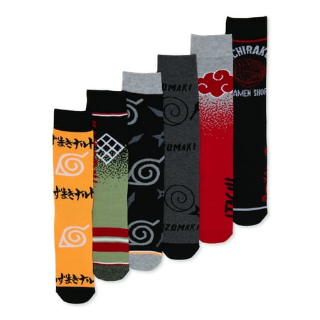 Naruto Shippuden Men's Socks, 6-Pack