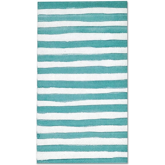 Gift Boutique Blue Teal Stripe Guest Napkins, 3-Ply Disposable Paper Napkins for Bathroom, Wedding, Baby Shower, Parties, 100 Count, 7.5 x 4.25 in