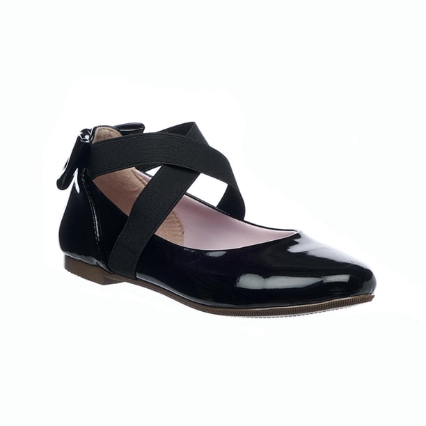 Flats Ballerina Niña Moda Casual Cómodo Charol Negro Moño Trasero Ajuste Tirantes 005A4Q negro 19 Tropicana 005A4Q