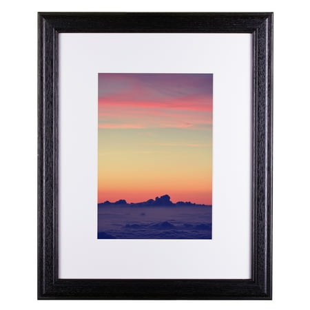 Craig Frames Wiltshire 236, Simple Black Hardwood Picture Frame with Single White Mat - Displays a 11 x 17 Inch Print with the Mat or 14 x 22 Inch without the Mat