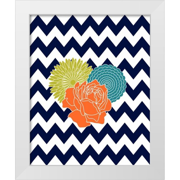 Robinson, Tamara 12x14 White Modern Wood Framed Museum Art Print Titled - Chevron Flowers