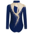 thumbnail image 3 of LiiYii Girls Sparkly Gymnastics Dance Leotard Athletic Bodysuit Figure Ice Skating Jumpsuit Ballerina Outfit Navy Blue 8, 3 of 7