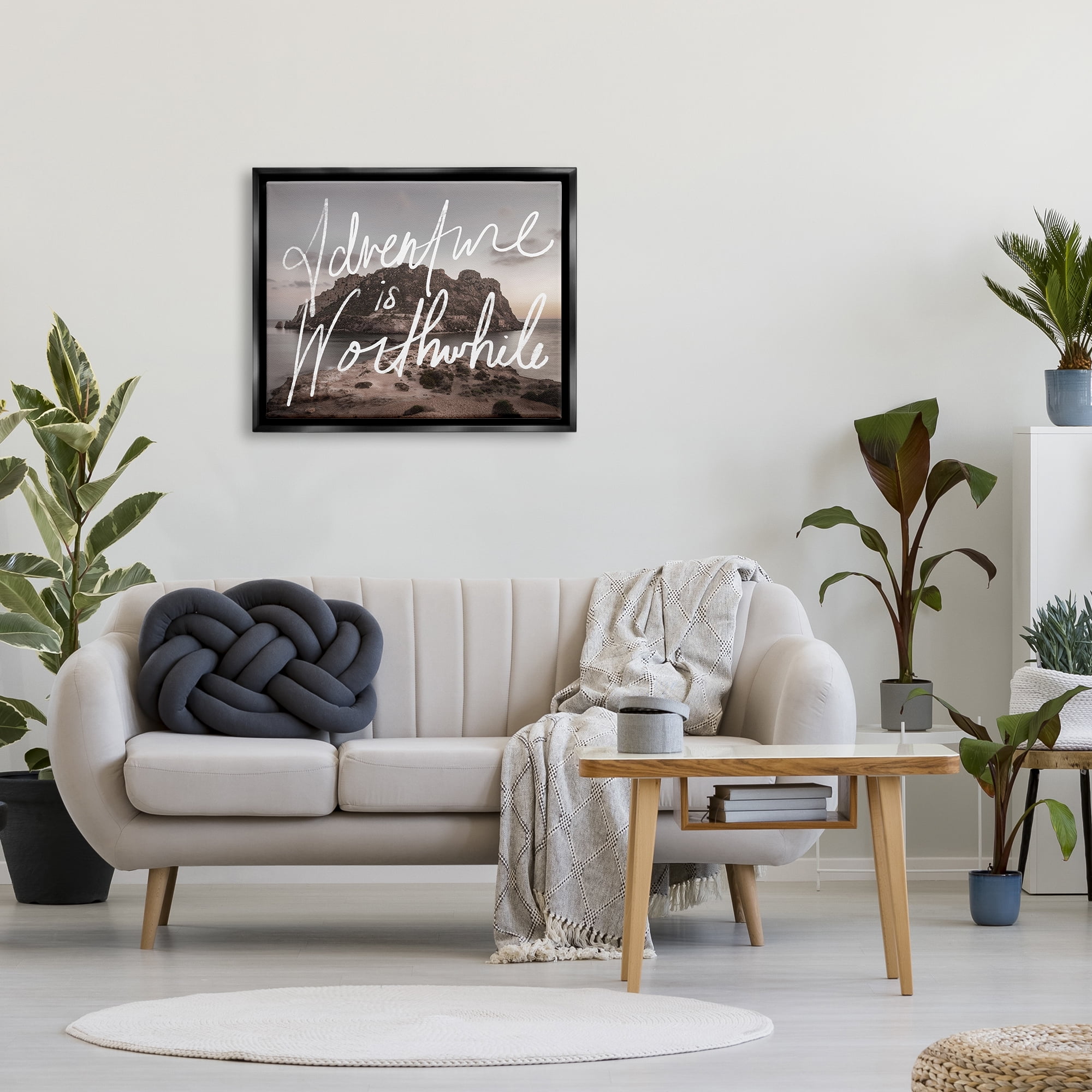 Stupell Industries Adventure is Worthwhile Nature Inspirational Painting Black Floater Framed Art Print Wall Art, 31 x 25