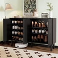 thumbnail image 2 of Tcbosik Floor Buffet Sideboard with Doors, 55.1" Shoe Cabinet with Adjustable Shelves, Modern Storage Cabinet, Cupboard Console Cabinet for Kitchen, Hallway, Living Room, Black, 2 of 10