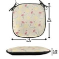 thumbnail image 5 of Flamingo Chair Seating Cushion Set of 6, Tropical Animal and Fruit Slices Print in Pastel Colors Illustration, Seat Pads with Anti-slip Backing, 16"x16", Champagne and Multicolor, by Ambesonne, 5 of 7