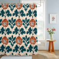 thumbnail image 4 of Shower Curtains for Bathroom, Orange Green Botanical Art Waterproof Fabric Shower Curtain, Summer Greenery Floral Decorative Bathroom Curtain for Bathtub, 36"x72", No Hooks Included, 4 of 9