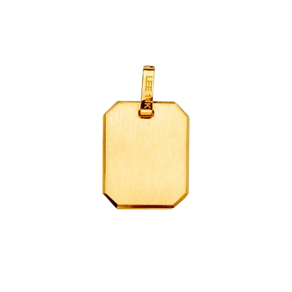 14k Yellow Gold Rectangular Engraveable Hollow Pendant Necklace 12x21mm Pendant for Women