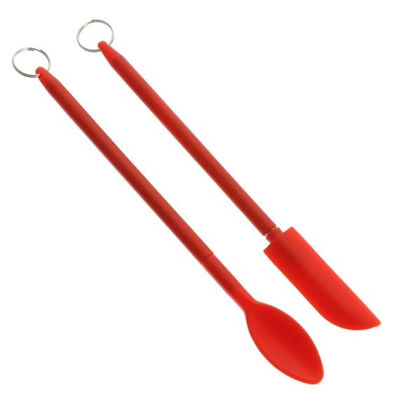 NIAIZEK Mini Spatula Set for Makeup Baking Cooking, Red Silicone Small Spreader 5.6x0.6in, and Easy to Clean