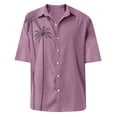 thumbnail image 4 of Huresd Mens Shirts Button Up Casual Men's Casual Solid Short Sleeve Shirts Loose Top Pink 2XL, 4 of 4