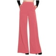 thumbnail image 3 of ClodeEU Womens High Waist Flare Wide Leg Pant, Casual Loose Business Pants With Pockets Red,Womens Plus XXXL, 3 of 8