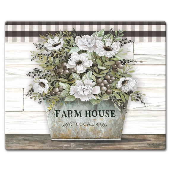 CounterArt "Vintage Farmhouse" 3mm Heat Tolerant Glass Cutting Board 15" by 12"