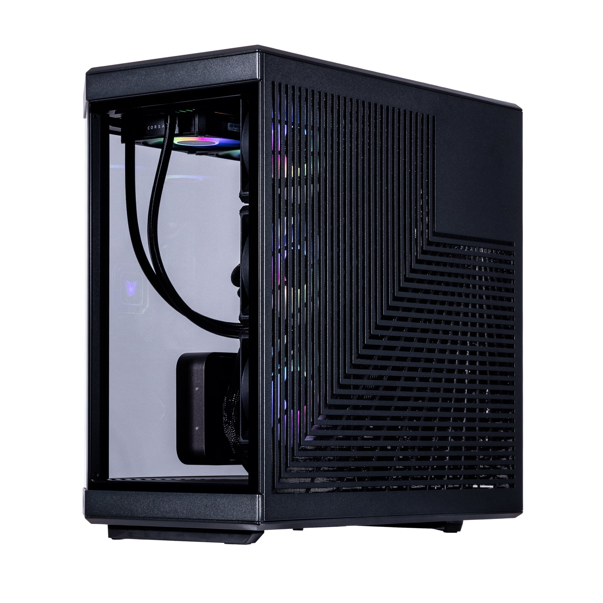 Velztorm LCD Black Praetix Custom Built Gaming Desktop PC (Intel i9-14900K, GeForce RTX 5070 Ti, 32GB DDR5, 2TB PCIe SSD, RGB Fans, 360mm AIO, 1000W PSU, WiFi 6E, Bluetooth 5.2, RJ-45, Win 11 Home)