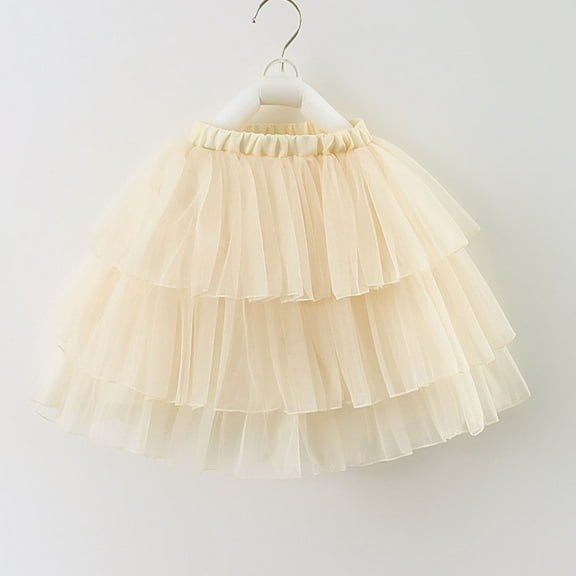 gljltg Girls' Summer New Half Skirt Mesh Puffy Skirt Embroidery Mesh Solid Princess Bow Skirt