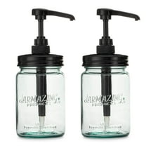 Jarmazing Products Vintage Blue Glass Mason Jar Syrup and Condiment Dispenser – Two-Pack