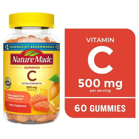 Nature Made Extra Strength Dosage Vitamin C 500 mg per Serving Gummies, 60 Count