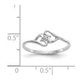 thumbnail image 5 of Solid 14k White Gold Diamond heart Ring Band Size 6.5, 5 of 6