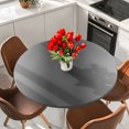 thumbnail image 2 of Round Table Cover 45-54 Inch Ombre Charcoal Gray Waterproof Reusable Table Cloth Round Fitted Vinyl Tablecloth with Elastic Edged for Parties Outdoors, Solid Color Gradient Minimalist Modern, 2 of 9