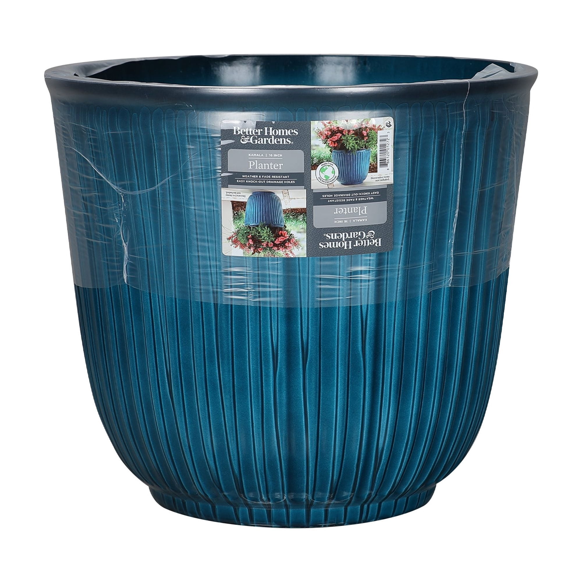 (3 pack) Better Homes & Gardens 10.7" D x 9.7" H Kamala Light Blue Recycled Resin Planter