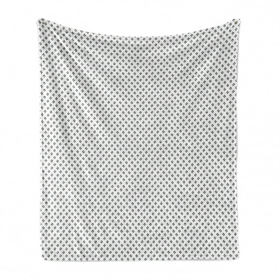 Geometric Soft Flannel Fleece Blanket, Simplistic Arrangement of Stripes and Angled Lines Greyscale Repeating Shapes, Cozy Plush for Indoor and Outdoor Use, 60" x 80", Grey and White, by Ambesonne